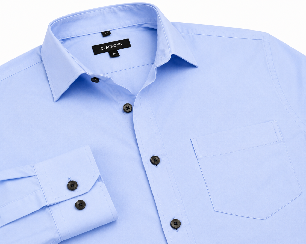 Classic Light Blue Full Sleeve Cotton Shirt for Men